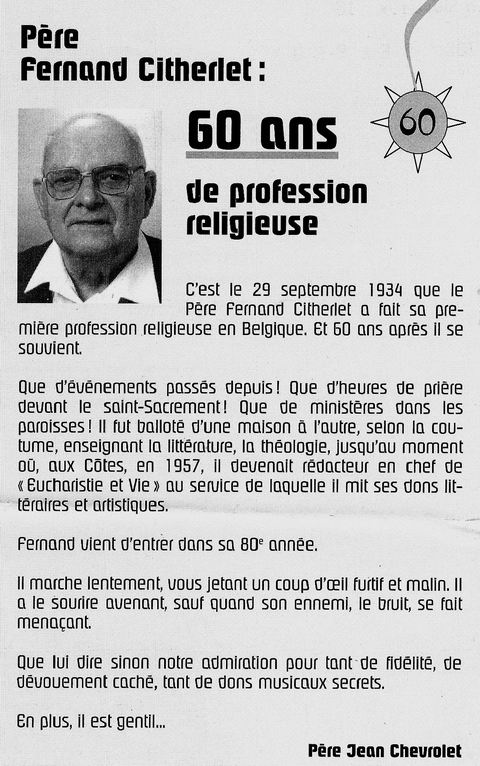 60 ans de profesion religieuse